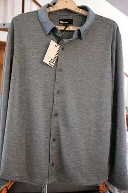 The Commons Stitch Fix NWT Sz XL Grey Casual Button Up Shirt Linen Blend CR80